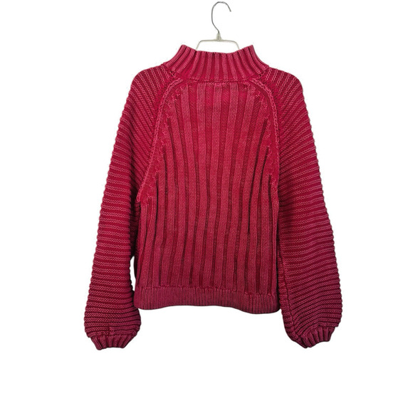 Free People Chunky Knit Sweetheart Mock Neck Sweater Pink Size Medium - Picture 5 of 10